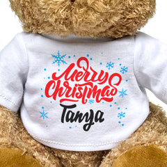MERRY CHRISTMAS TANYA - Teddy Bear - Cute Cuddly Soft - Xmas Gift Present