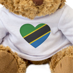 TANZANIA FLAG HEART - Teddy Bear - Cute Cuddly Soft Adorable - Gift Present