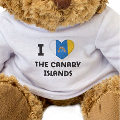 I LOVE THE CANARY ISLANDS FLAG - Teddy Bear - Cute Cuddly - Spain Gift Present
