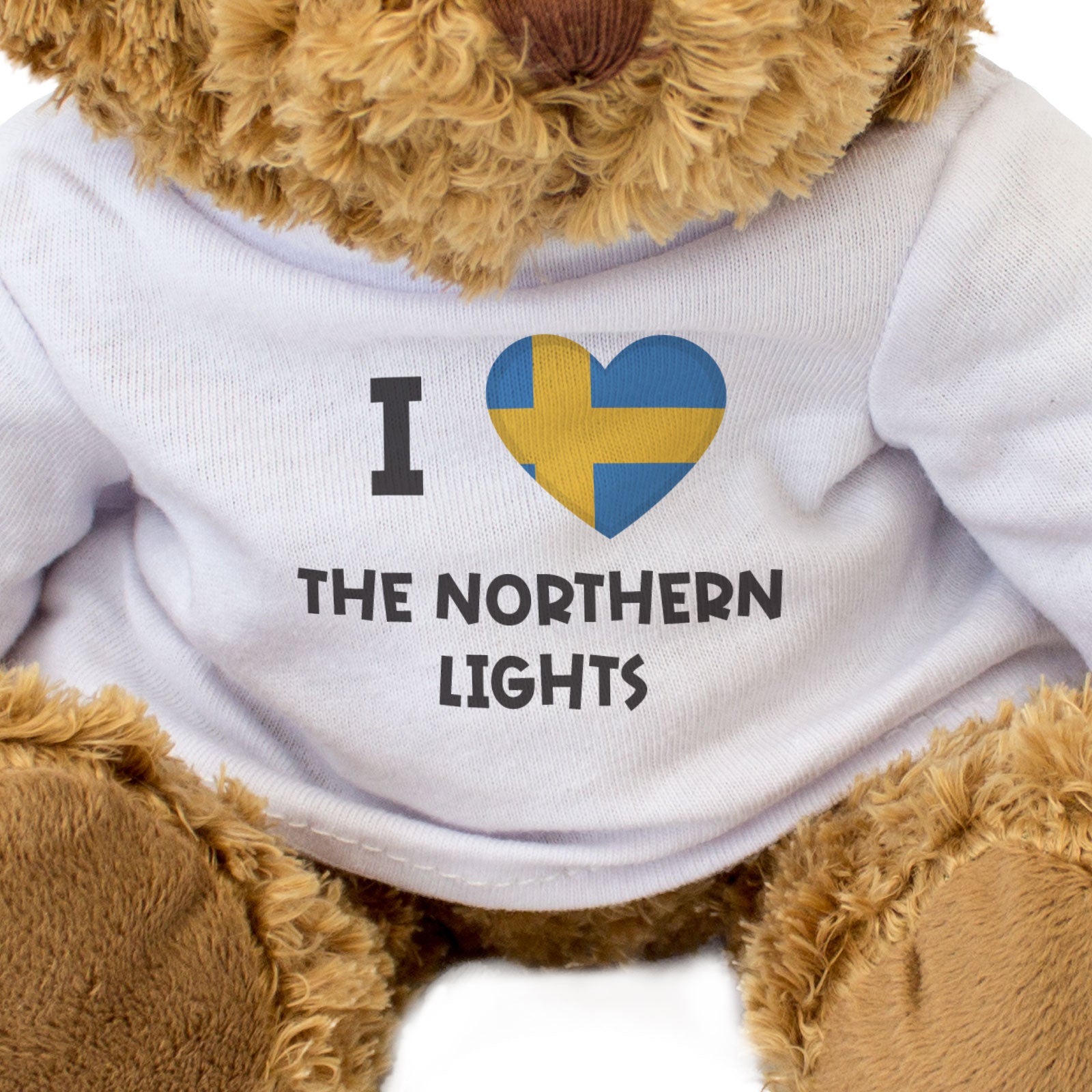 I LOVE THE NORTHERN LIGHTS (SWEDEN FLAG) - Teddy Bear - Souvenir Gift Present