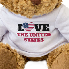 LOVE THE UNITED STATES (FLAG HEART) - Teddy Bear - USA Souvenir Gift Present