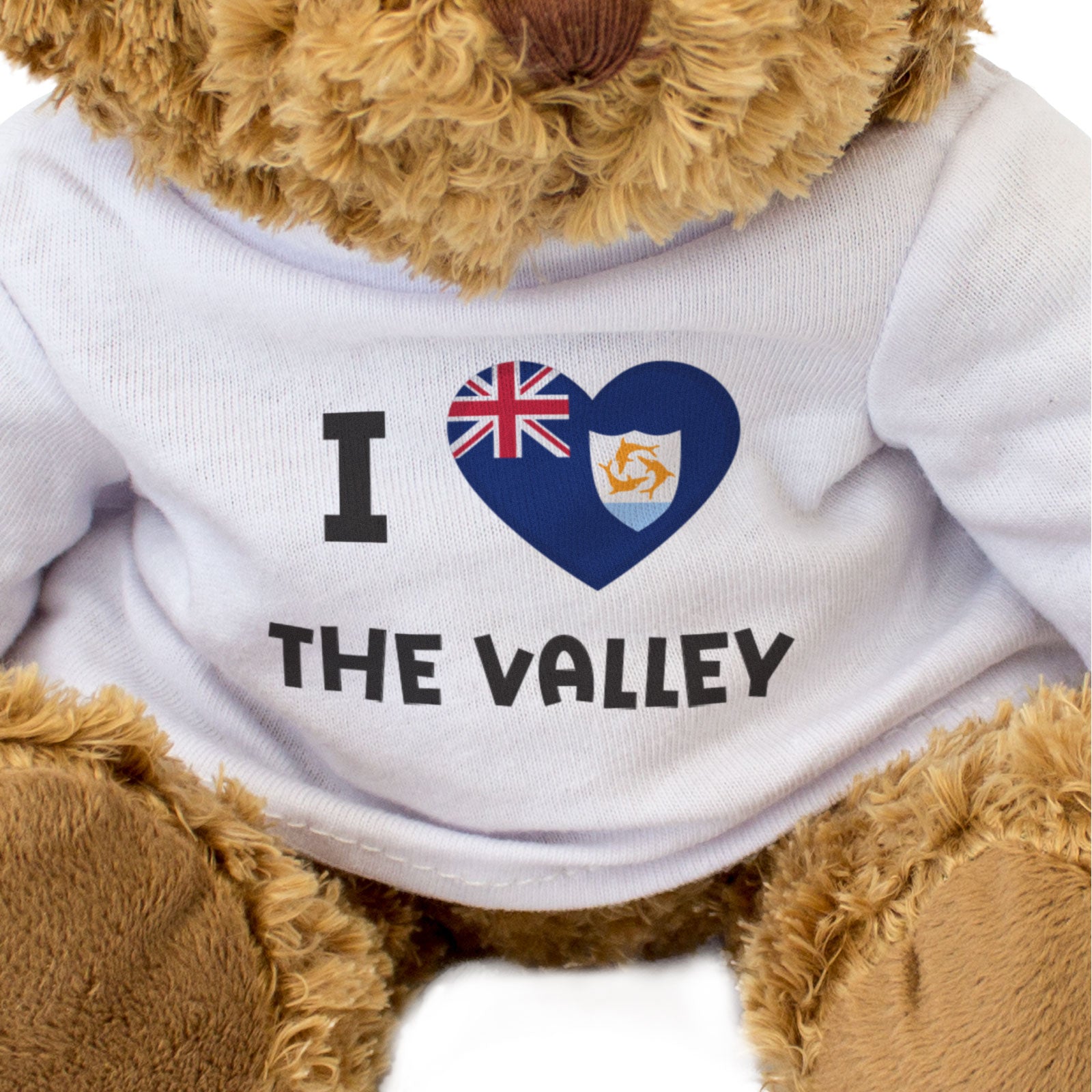 I LOVE THE VALLEY (ANGUILLA FLAG) - Teddy Bear - Funny Souvenir Gift Present