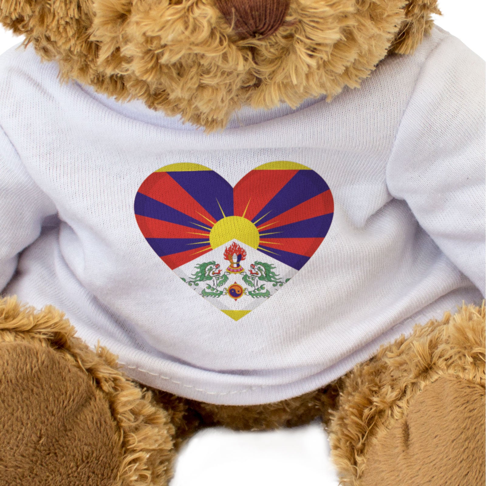 TIBET FLAG HEART - Teddy Bear - Cute Cuddly Soft Adorable - Gift Present