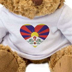 TIBET FLAG HEART - Teddy Bear - Cute Cuddly Soft Adorable - Gift Present