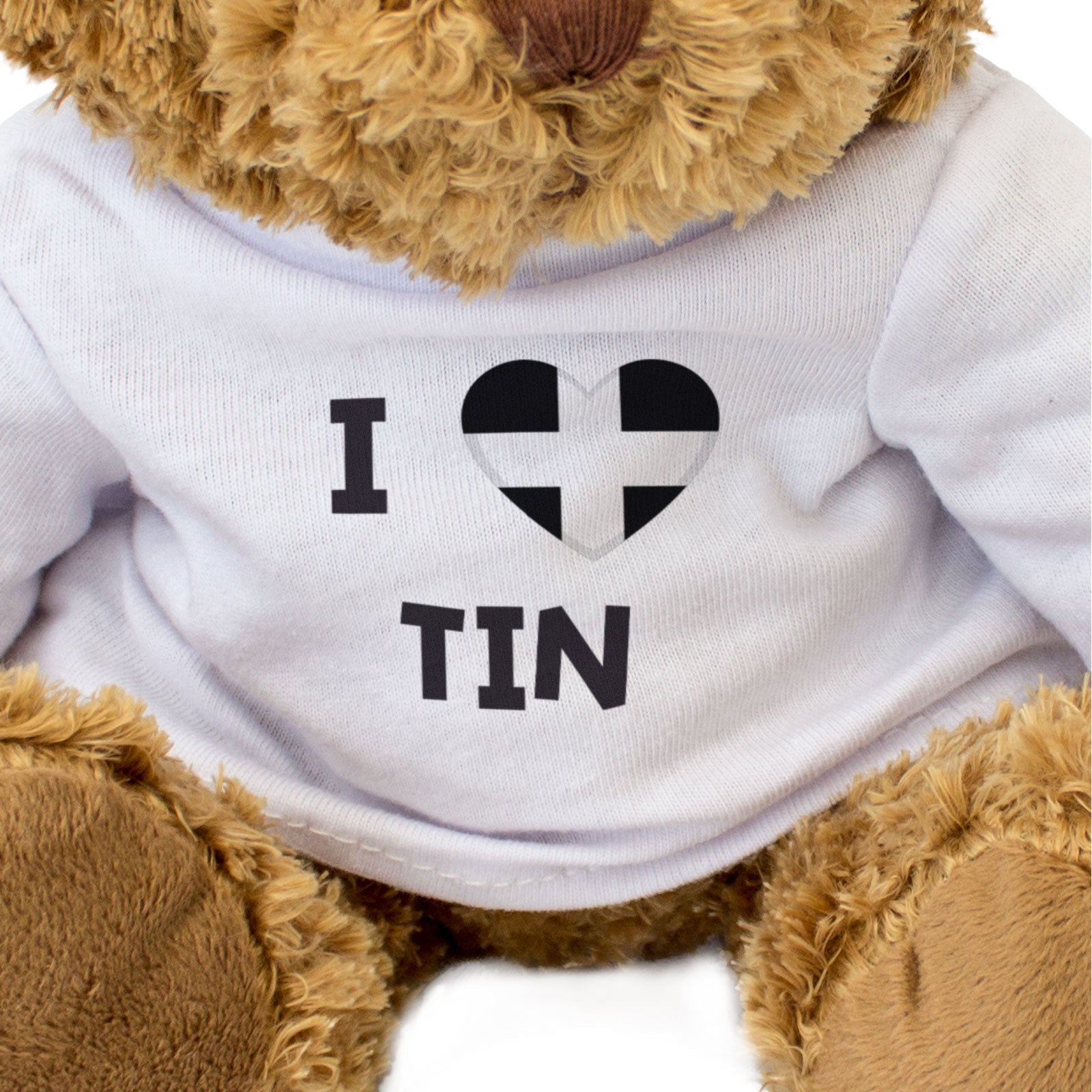 I LOVE TIN (CORNISH FLAG) - Teddy Bear - Cute Cuddly - Cornwall Gift Present