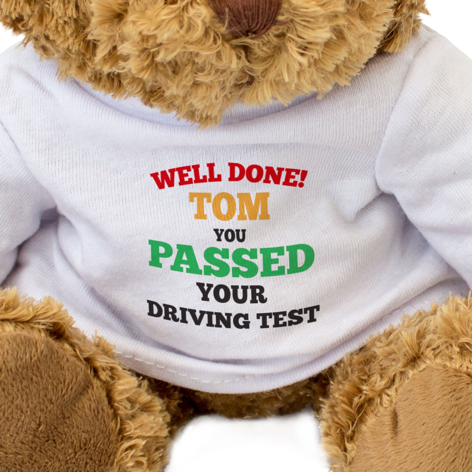 WELL DONE TOM YOU PASSED YOUR DRIVING TEST - Teddy Bear - Gift Present