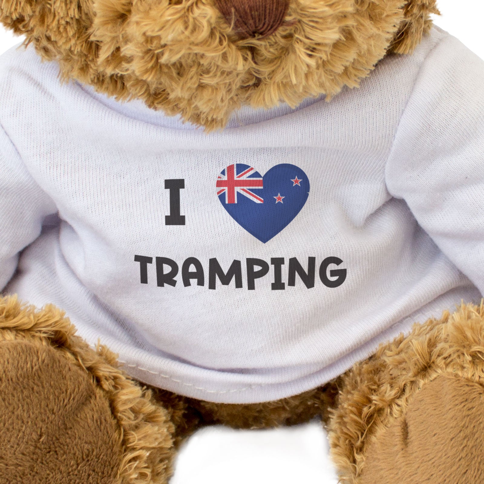 I LOVE TRAMPING (NEW ZEALAND FLAG) - Teddy Bear - Funny Souvenir Gift Present