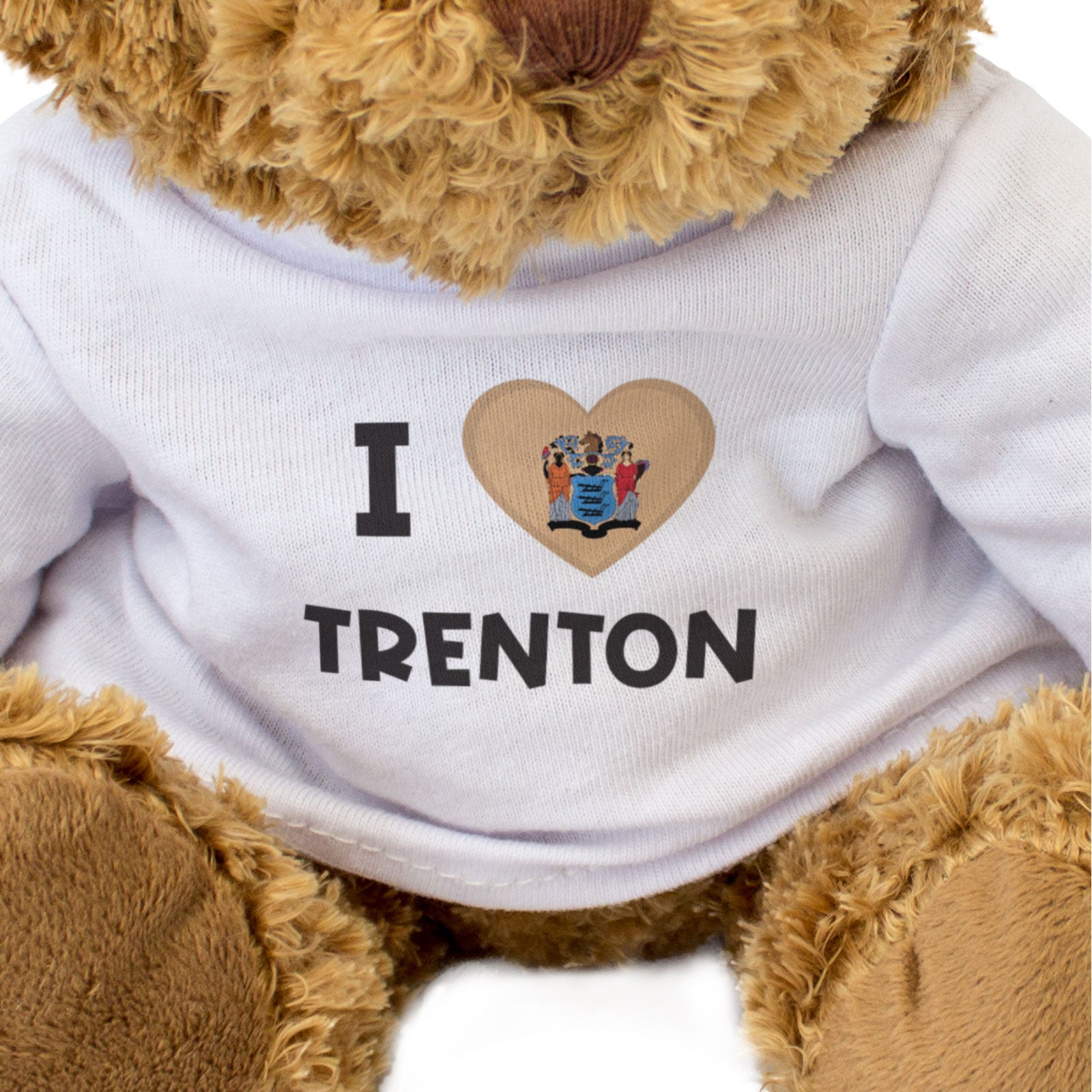I LOVE TRENTON (NEW JERSEY FLAG) - Teddy Bear - Cute Cuddly - Gift Present