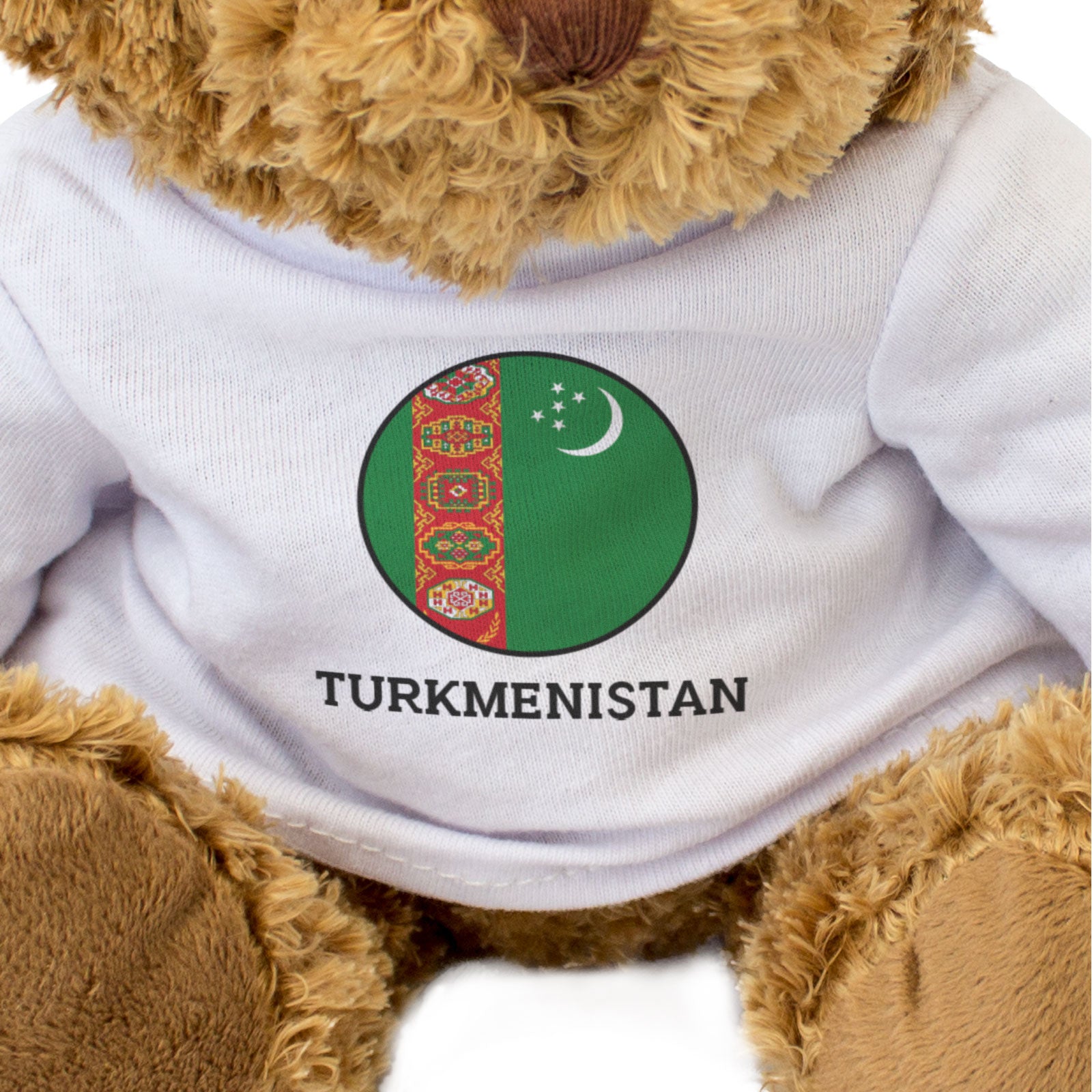 TURKMENISTAN FLAG ROUNDEL - Teddy Bear - Cute Cuddly Soft - Turkmen Gift Present