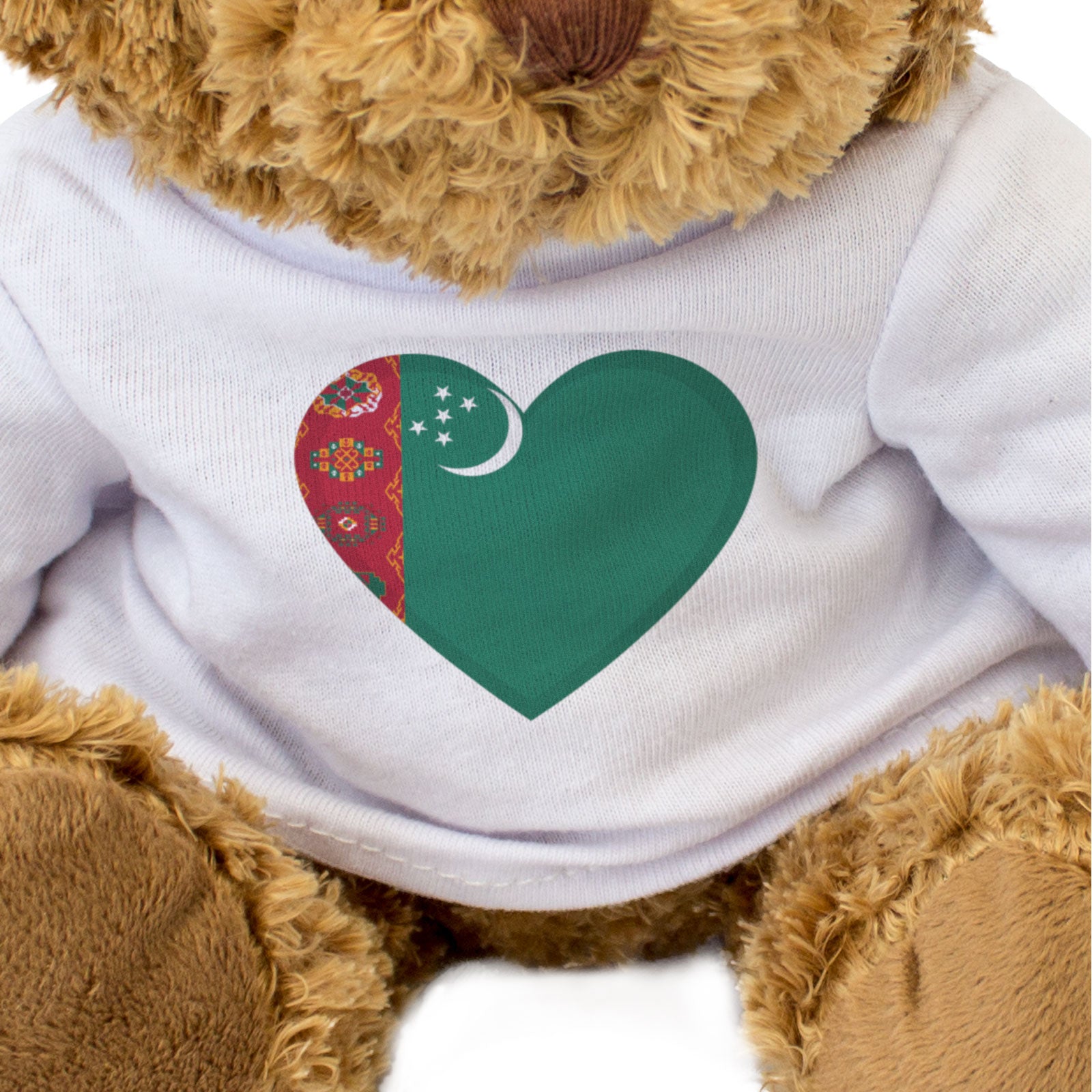 TURKMENISTAN FLAG HEART - Teddy Bear - Cute Cuddly Soft - Turkmen Gift Present