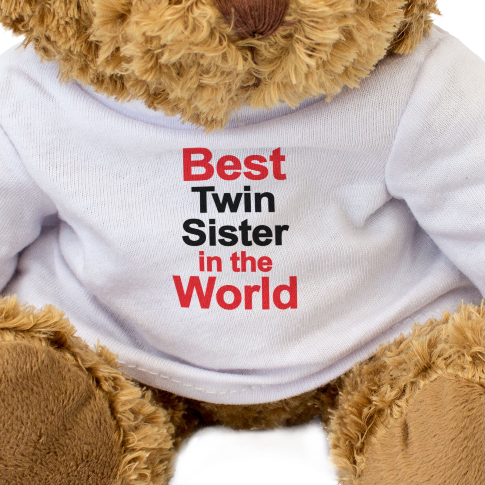 BEST TWIN SISTER IN THE WORLD - Teddy Bear - Cute Soft - Funny Gift Present