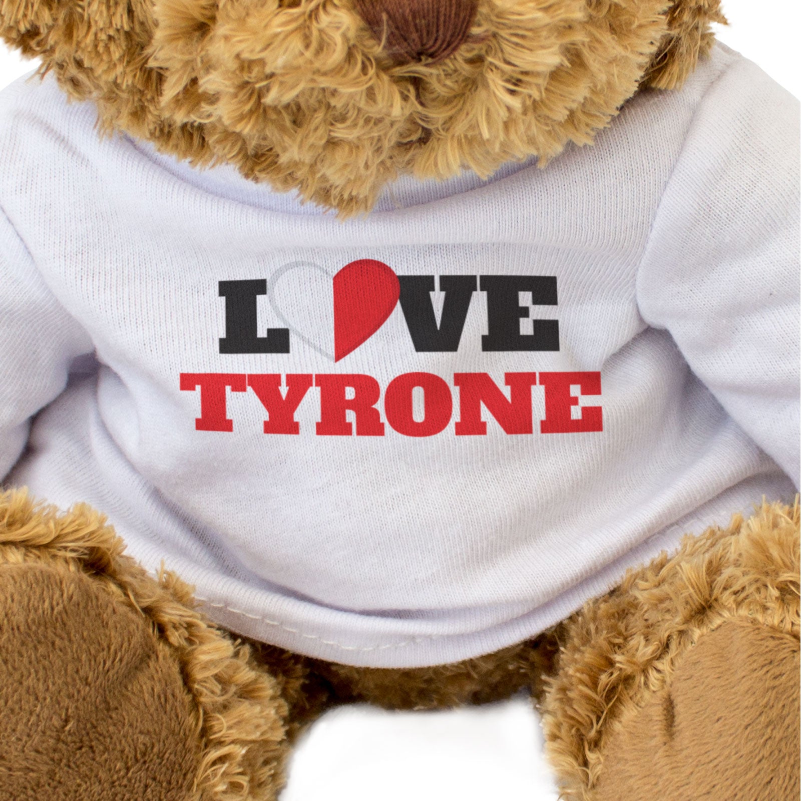 LOVE TYRONE (COUNTY COLOURS HEART) - Teddy Bear - Funny Ireland Gift Present