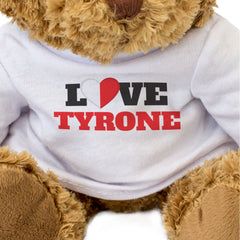 LOVE TYRONE (COUNTY COLOURS HEART) - Teddy Bear - Funny Ireland Gift Present