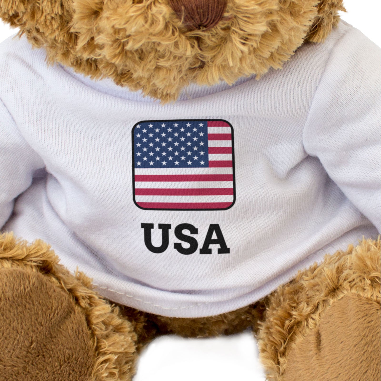 USA FLAG SQUARE - Teddy Bear - Cute Funny - American Souvenir Gift Present