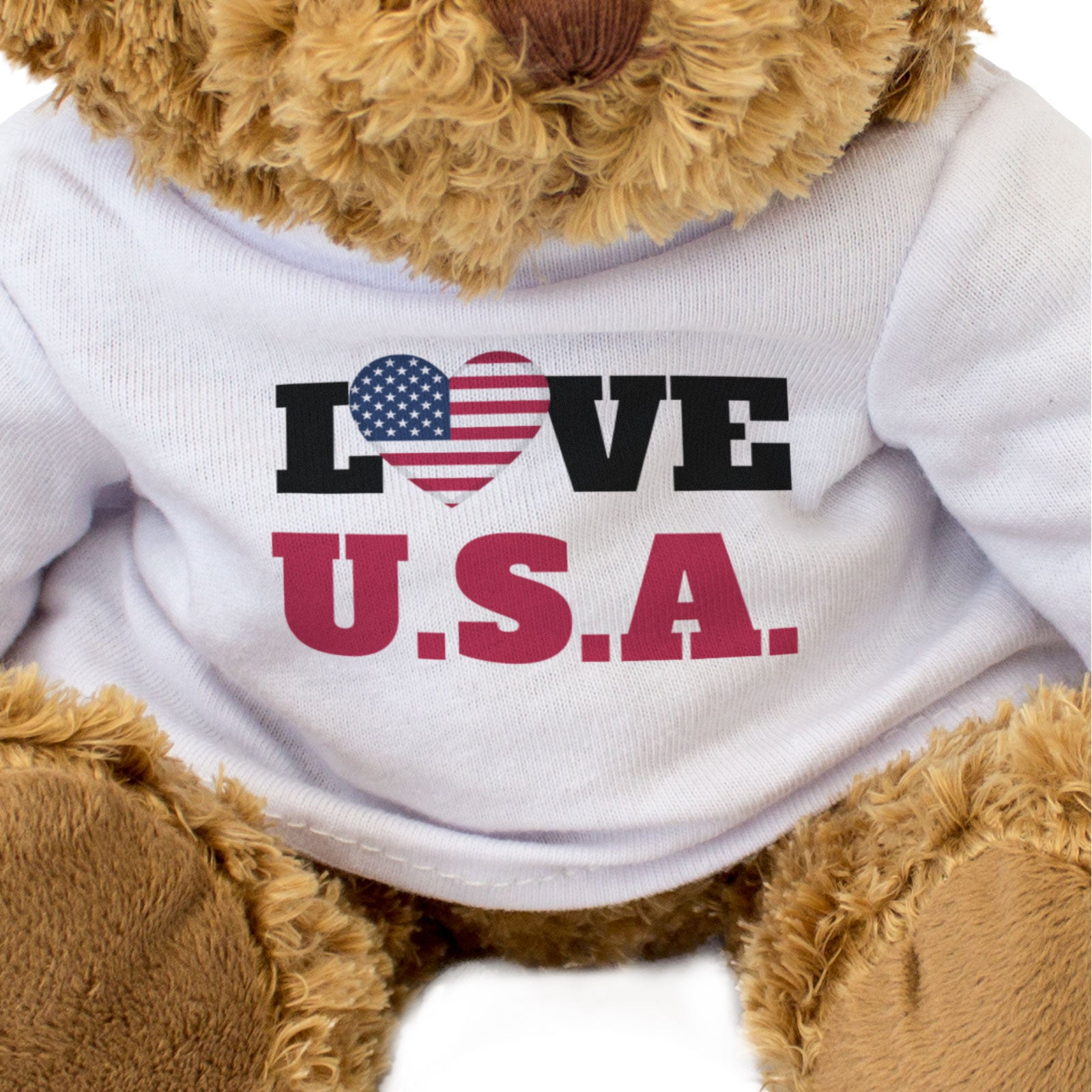 LOVE U.S.A. (FLAG HEART) - Teddy Bear - Cute Funny - Souvenir Gift Present