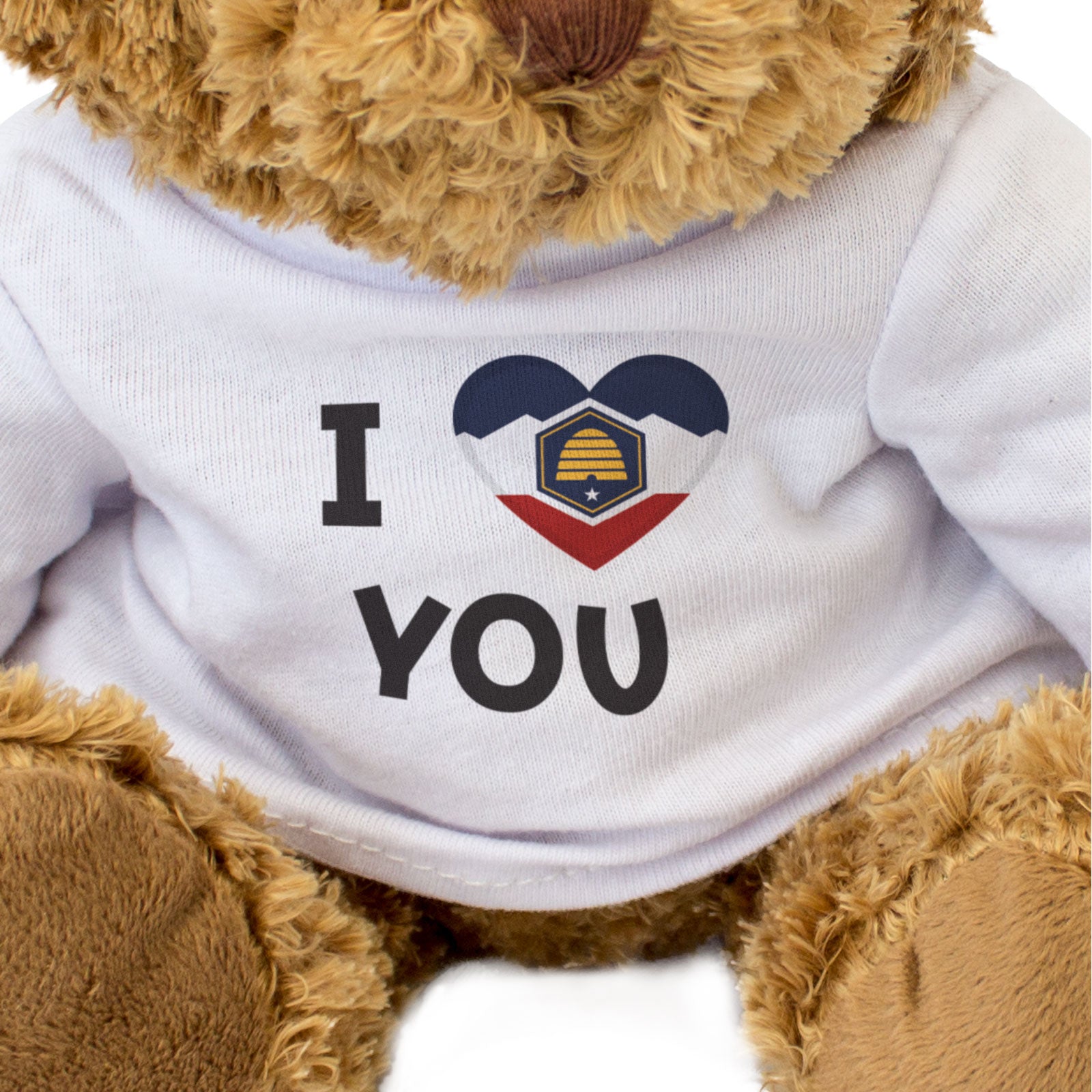 I LOVE YOU (UTAH FLAG) - Teddy Bear - Cute - Romantic Partner Gift Present