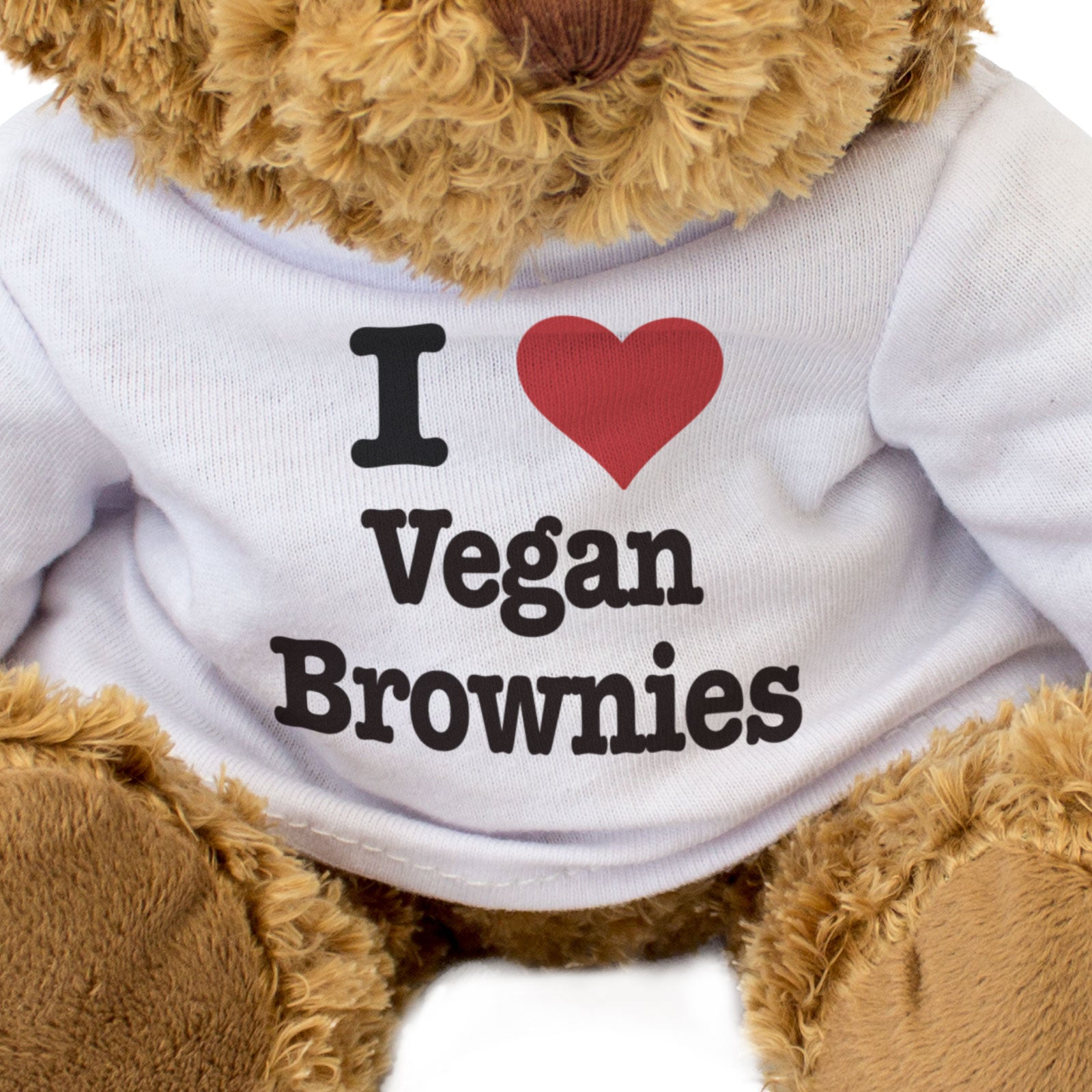 I LOVE VEGAN BROWNIES - Teddy Bear - Cute Cuddly Soft - Funny Gift Present