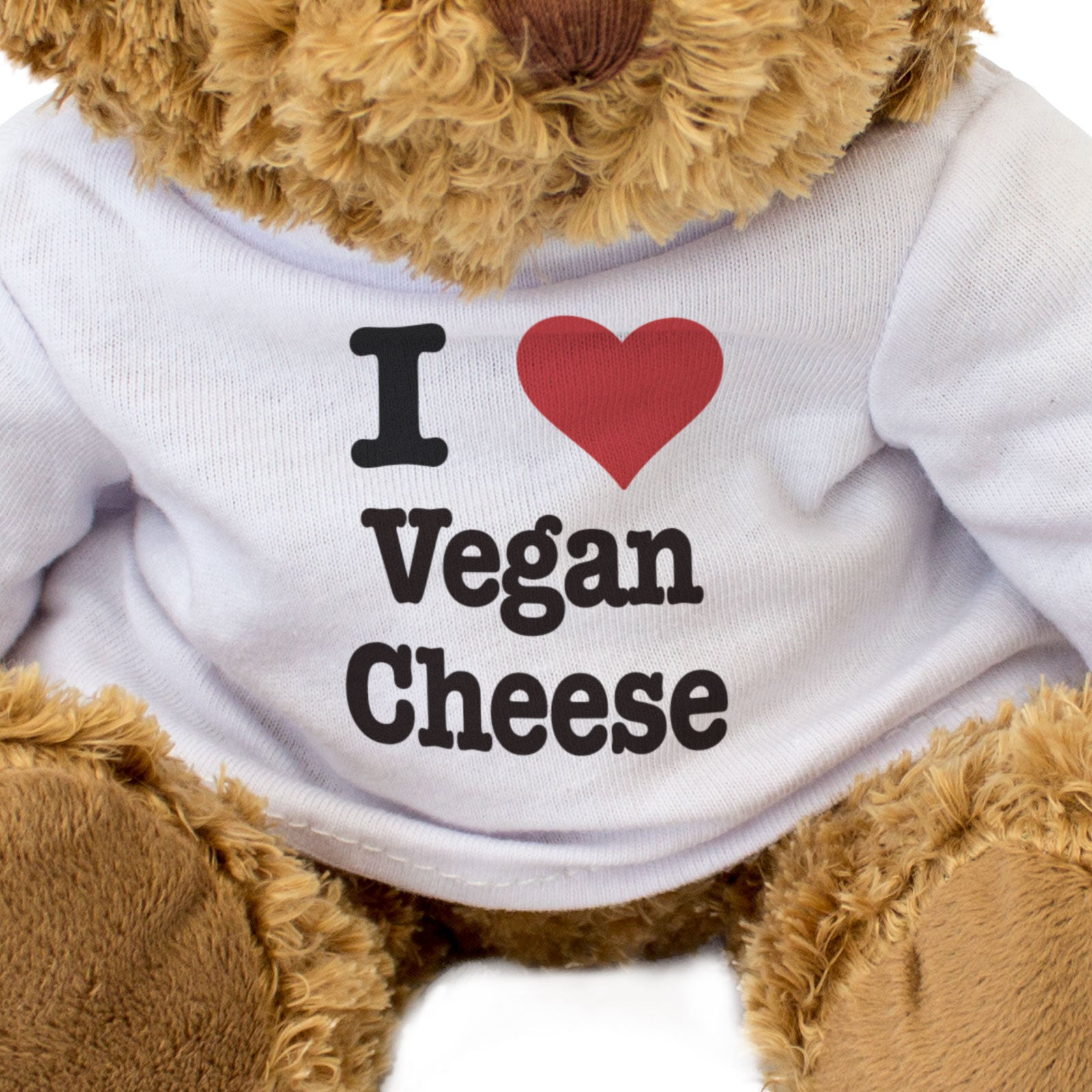 I LOVE VEGAN CHEESE - Teddy Bear - Cute Cuddly Soft Adorable - Gift Present