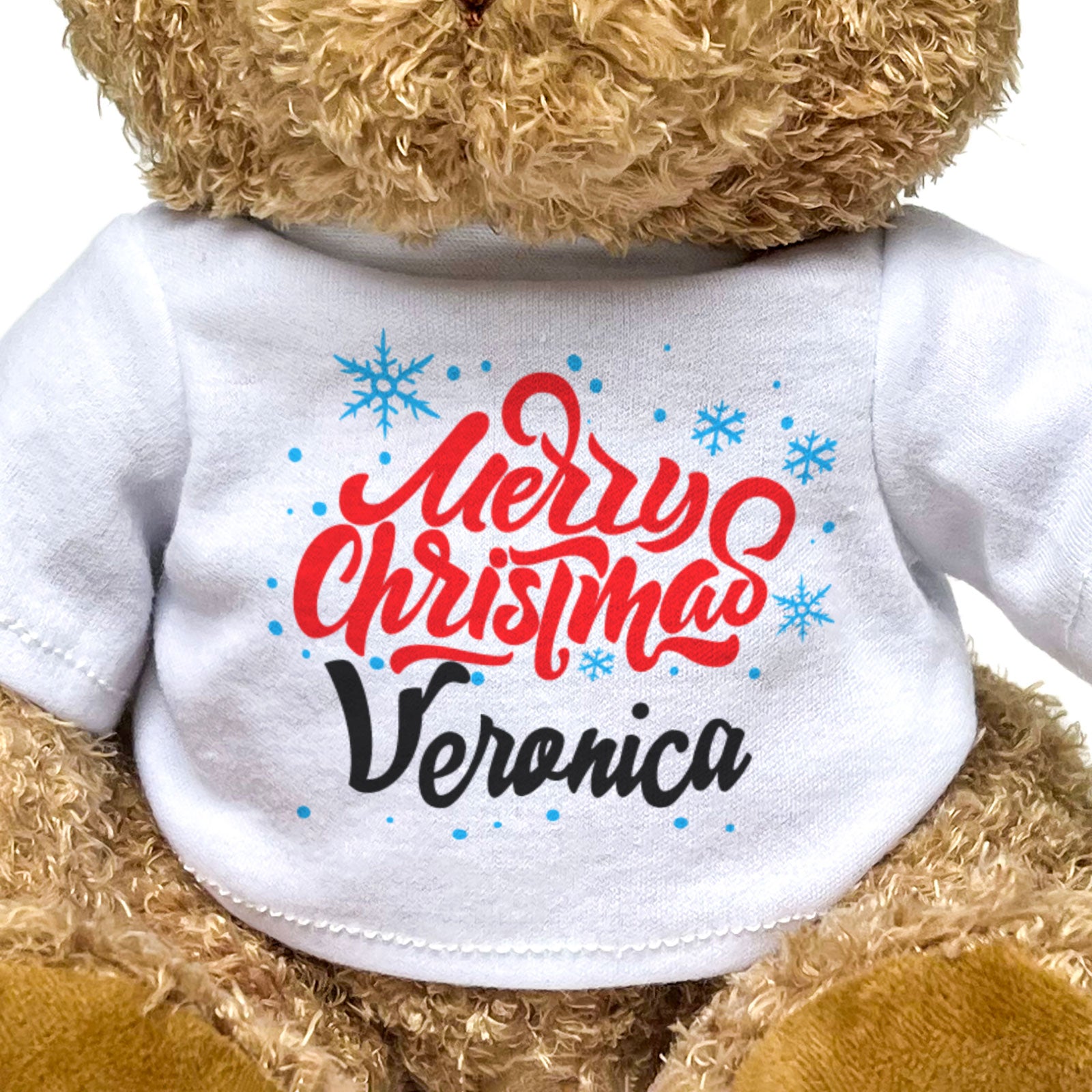 MERRY CHRISTMAS VERONICA - Teddy Bear - Cute Cuddly Soft - Xmas Gift Present