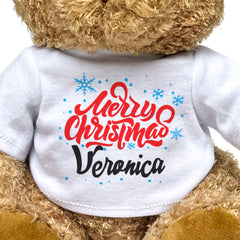 MERRY CHRISTMAS VERONICA - Teddy Bear - Cute Cuddly Soft - Xmas Gift Present