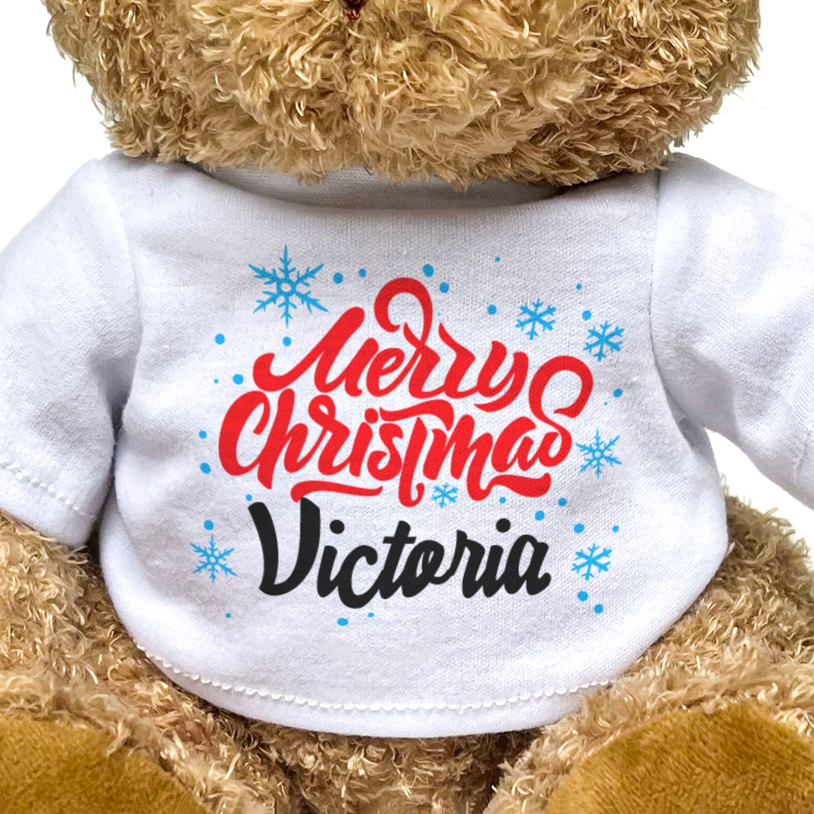 MERRY CHRISTMAS VICTORIA - Teddy Bear - Cute Cuddly Soft - Xmas Gift Present