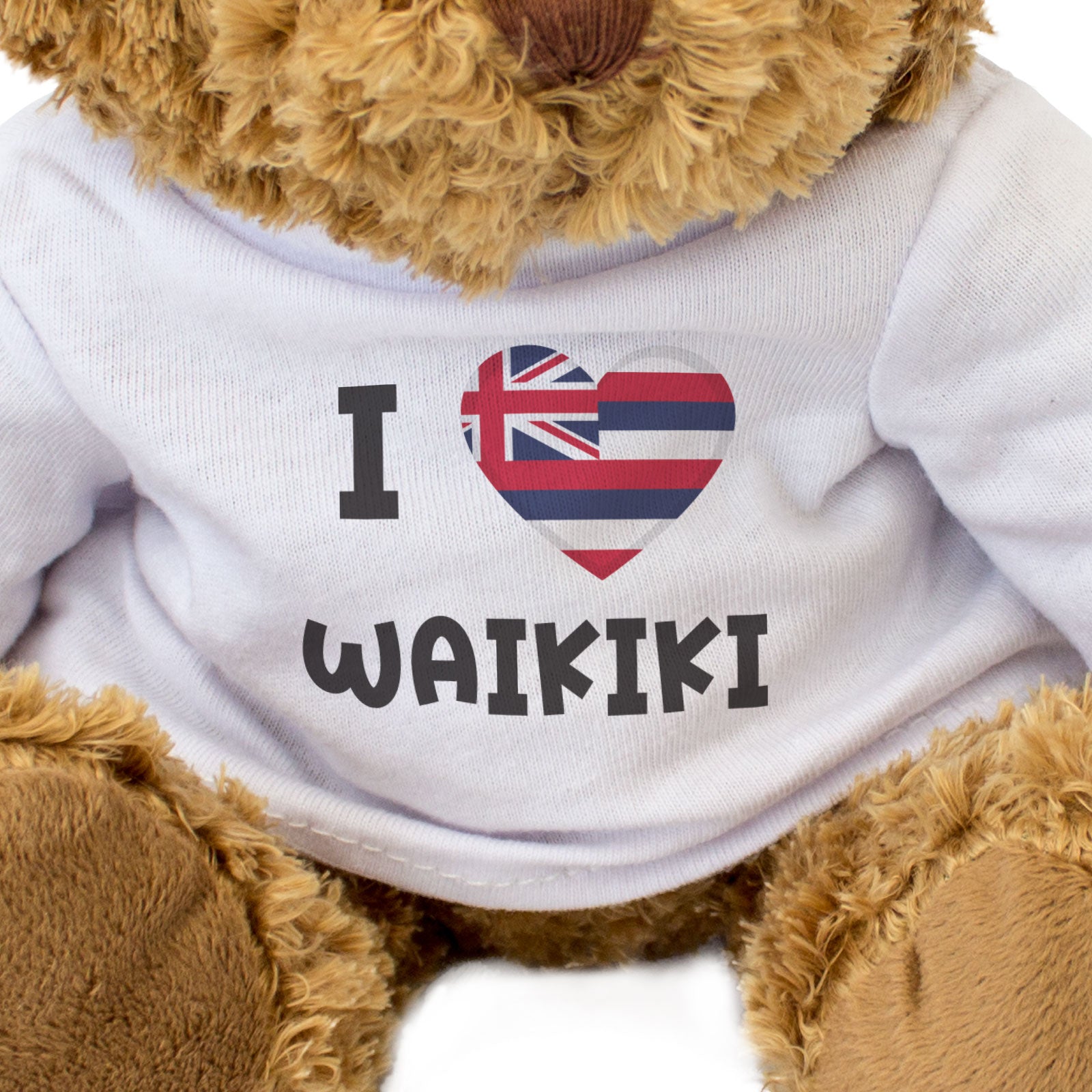 I LOVE WAIKIKI (HAWAII FLAG) - Teddy Bear - Cute Funny Souvenir Gift Present