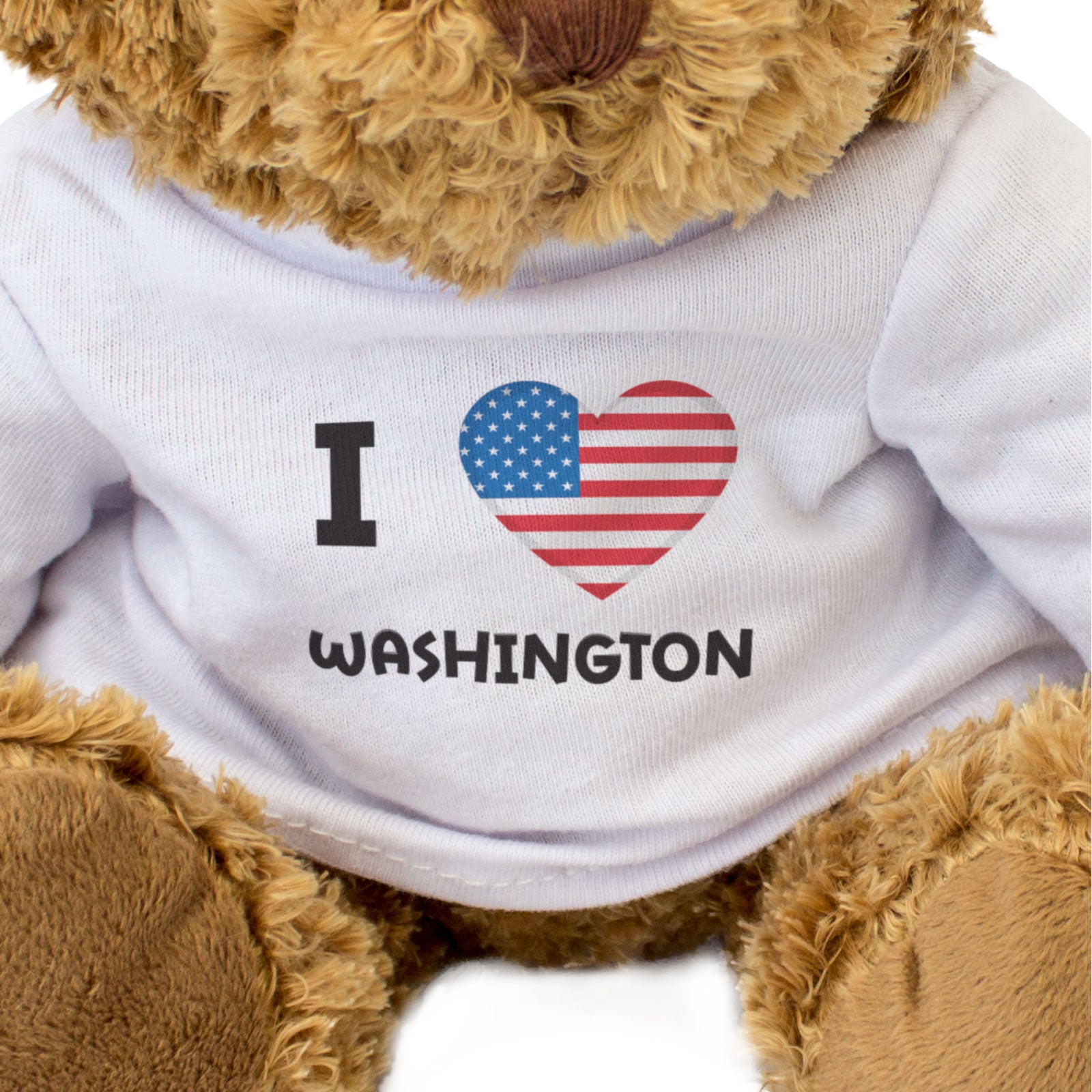 I LOVE WASHINGTON (USA FLAG) - Teddy Bear - Cute Cuddly Soft - Gift Present
