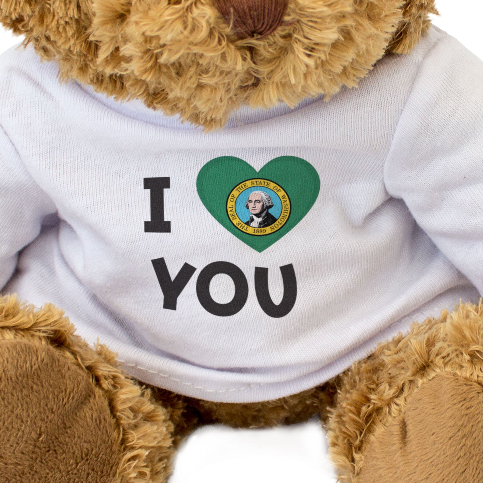 I LOVE YOU (WASHINGTON STATE FLAG) - Teddy Bear - Cute - Romantic Gift Present