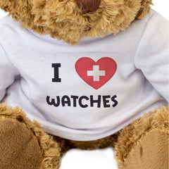 I LOVE WATCHES (SWITZERLAND FLAG) - Teddy Bear - Cute - Swiss Gift Present