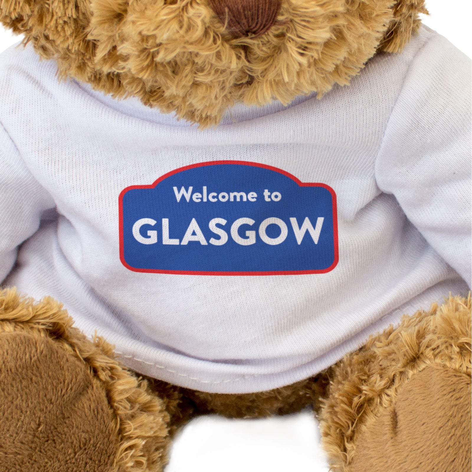 WELCOME TO GLASGOW (RED WHITE & BLUE) - Teddy Bear - Cute Cuddly - Gift Present