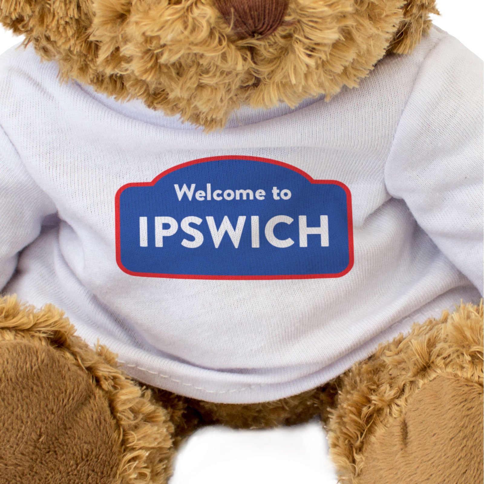WELCOME TO IPSWICH (RED WHITE & BLUE) - Teddy Bear - Cute - Funny Gift Present