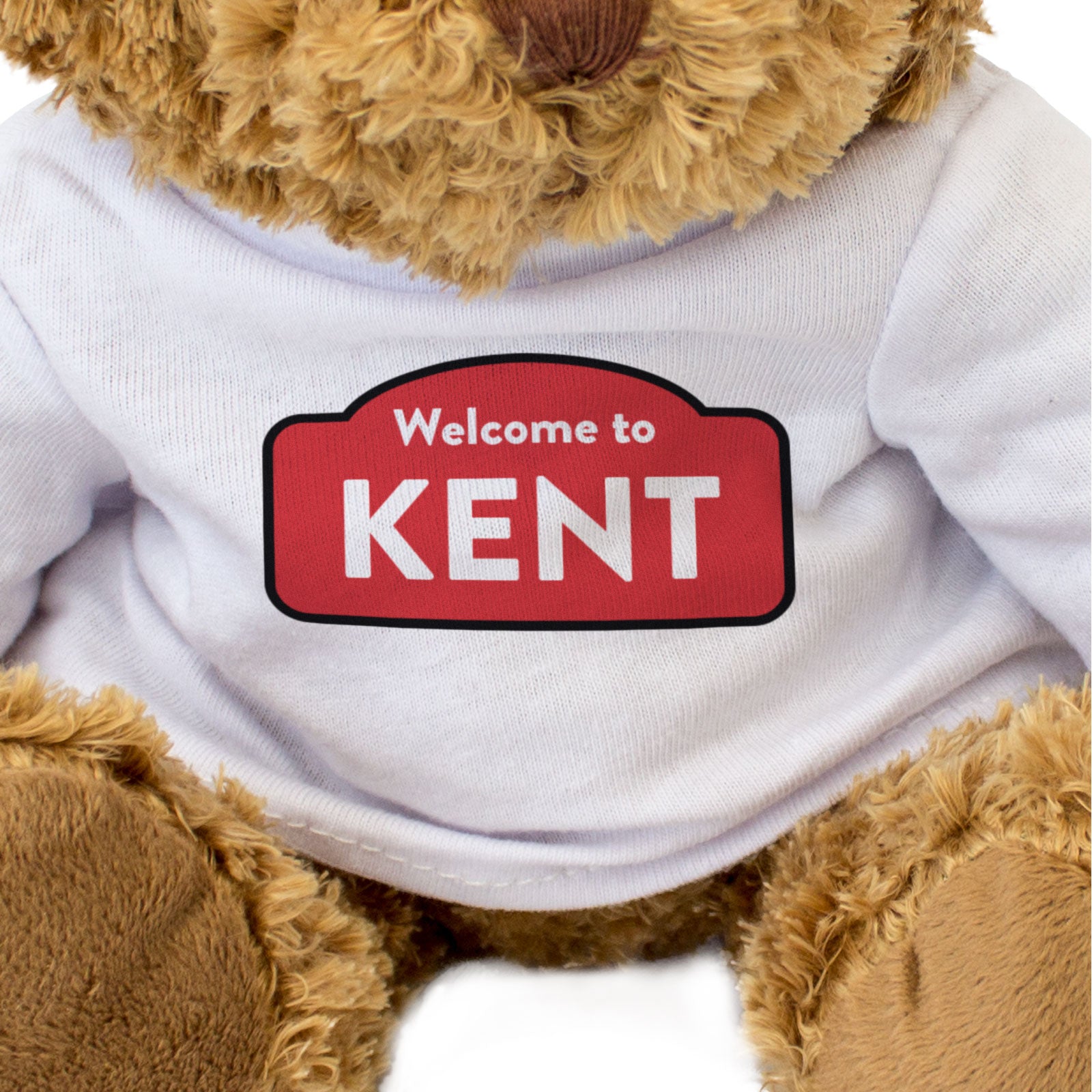 WELCOME TO KENT (RED & WHITE) - Teddy Bear - Cute Cuddly - Funny Gift Present