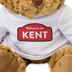 WELCOME TO KENT (RED & WHITE) - Teddy Bear - Cute Cuddly - Funny Gift Present