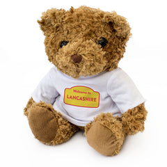 WELCOME TO LANCASHIRE (YELLOW & RED) - Teddy Bear - Cute - Funny Gift Present