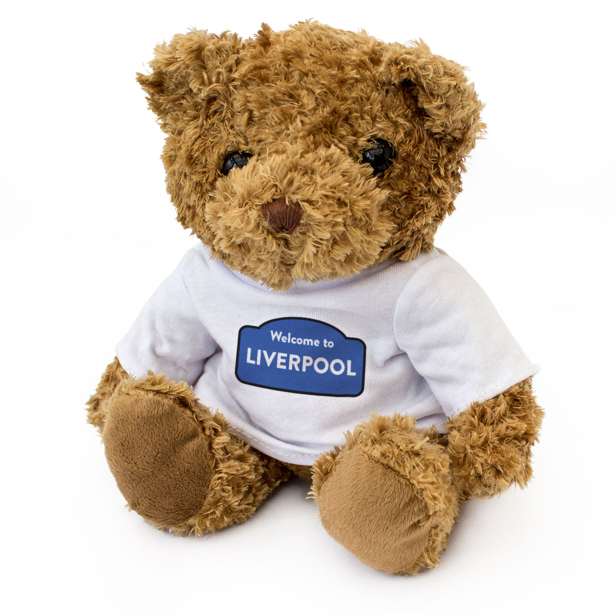 WELCOME TO LIVERPOOL (BLUE) - Teddy Bear - Cute Cuddly Soft - Funny Gift Present