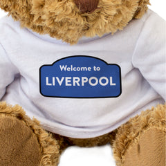 WELCOME TO LIVERPOOL (BLUE) - Teddy Bear - Cute Cuddly Soft - Funny Gift Present