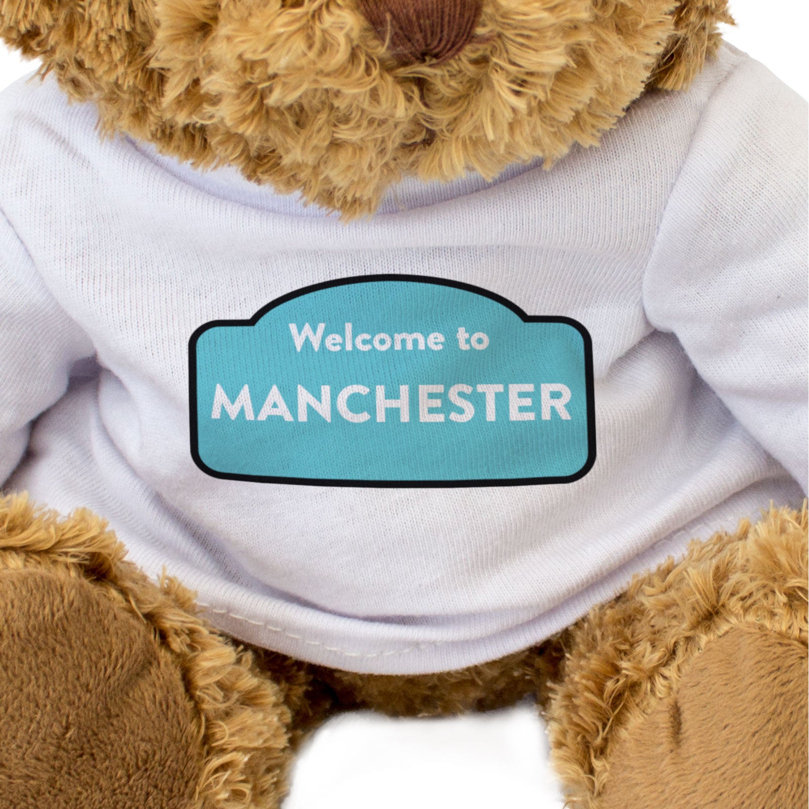 WELCOME TO MANCHESTER (BLUE) - Teddy Bear - Cute Cuddly - Funny Gift Present