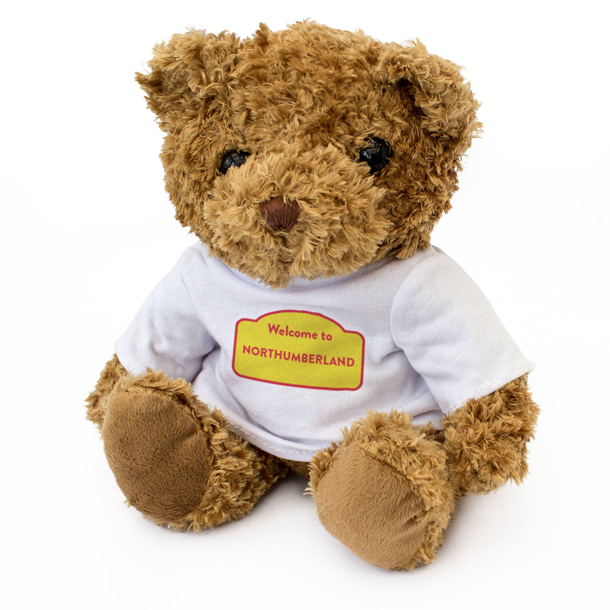 WELCOME TO NORTHUMBERLAND (YELLOW & RED) - Teddy Bear - Funny Gift Present