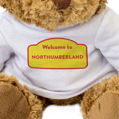 WELCOME TO NORTHUMBERLAND (YELLOW & RED) - Teddy Bear - Funny Gift Present