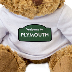 WELCOME TO PLYMOUTH (GREEN) - Teddy Bear - Cute - Funny Devon Gift Present