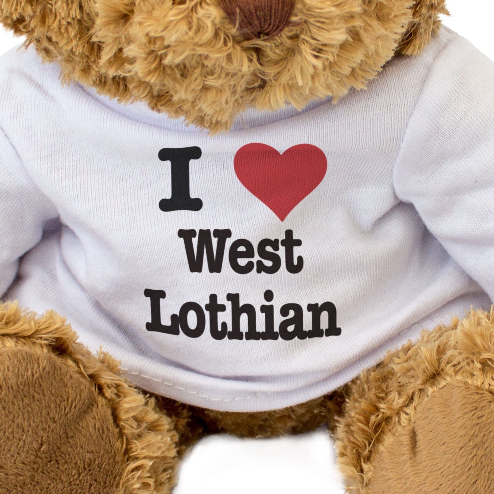 I LOVE WEST LOTHIAN - Teddy Bear - Cute Cuddly Soft - Scotland Gift Present