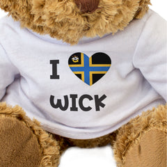 I LOVE WICK (CAITHNESS FLAG) - Teddy Bear - Cute - Scotland Gift Present