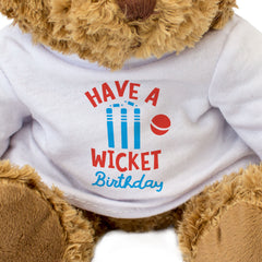 Have A Wicket Birthday - Teddy Bear - Cricket Fan Gift Present