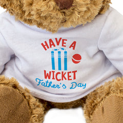 Have A Wicket Father's Day - Teddy Bear - Cricket Fan Gift Present