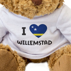 I LOVE WILLEMSTAD (CURAÇAO FLAG) - Teddy Bear - Cute Cuddly Soft - Gift Present
