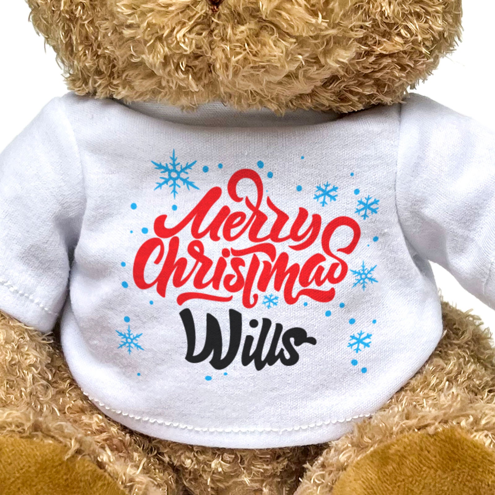 MERRY CHRISTMAS WILLS - Teddy Bear - Cute Cuddly Soft - Xmas Gift Present