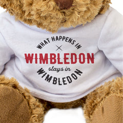 WHAT HAPPENS IN WIMBLEDON STAYS IN WIMBLEDON - Teddy Bear - Funny Gift Present