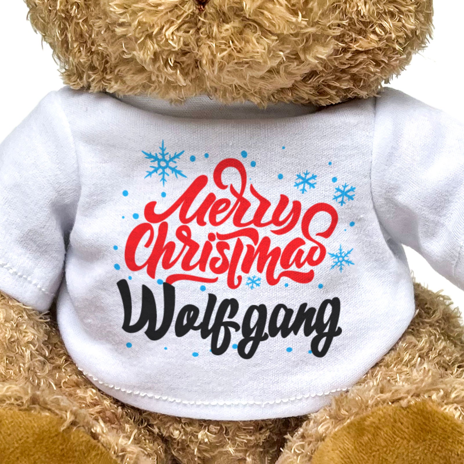 MERRY CHRISTMAS WOLFGANG - Teddy Bear - Cute Cuddly - Funny Xmas Gift Present