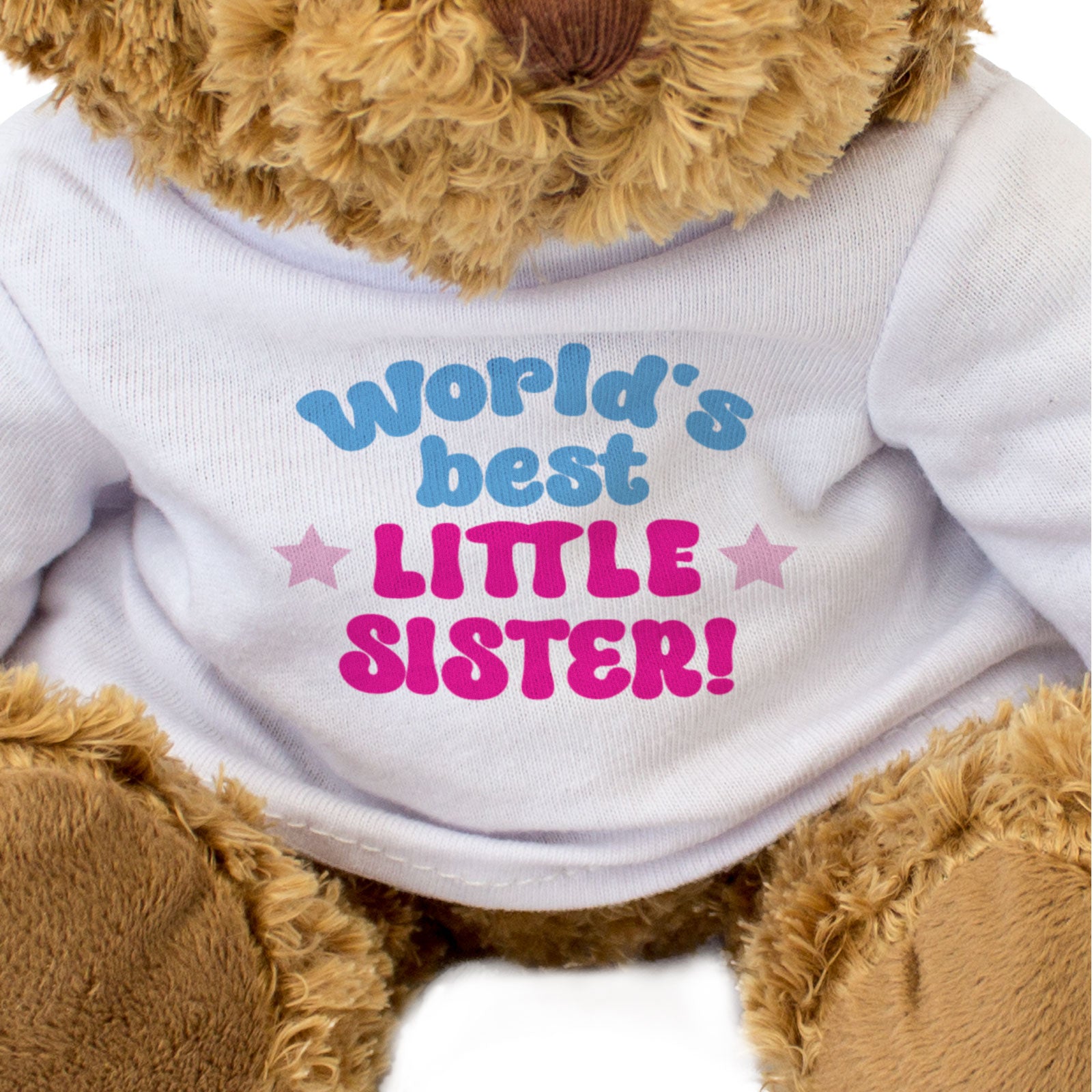 WORLD'S BEST LITTLE SISTER - Teddy Bear - Cute Cuddly Soft Funny - Gift Present