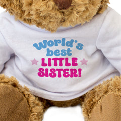 WORLD'S BEST LITTLE SISTER - Teddy Bear - Cute Cuddly Soft Funny - Gift Present